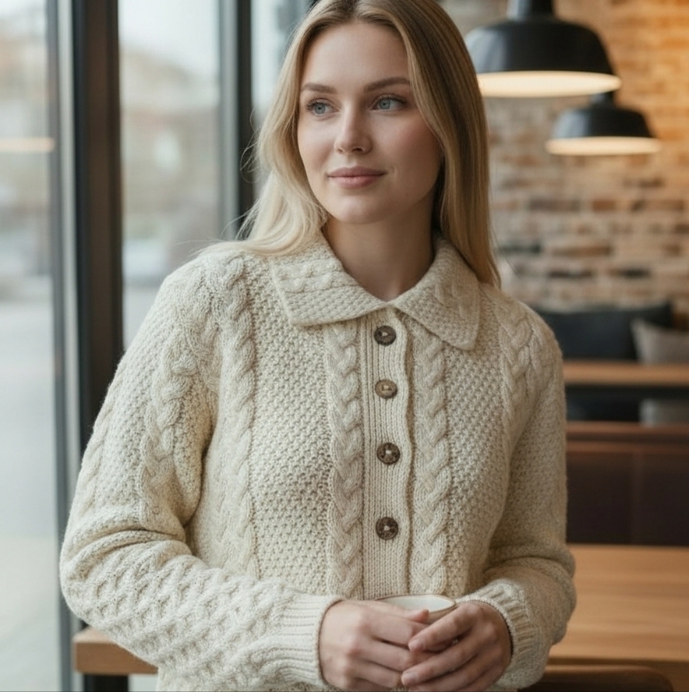 Vintage Irish Fisherman's Sweater Excellent Vintage Condition Button-Up Cardigan - Picture 2 of 16